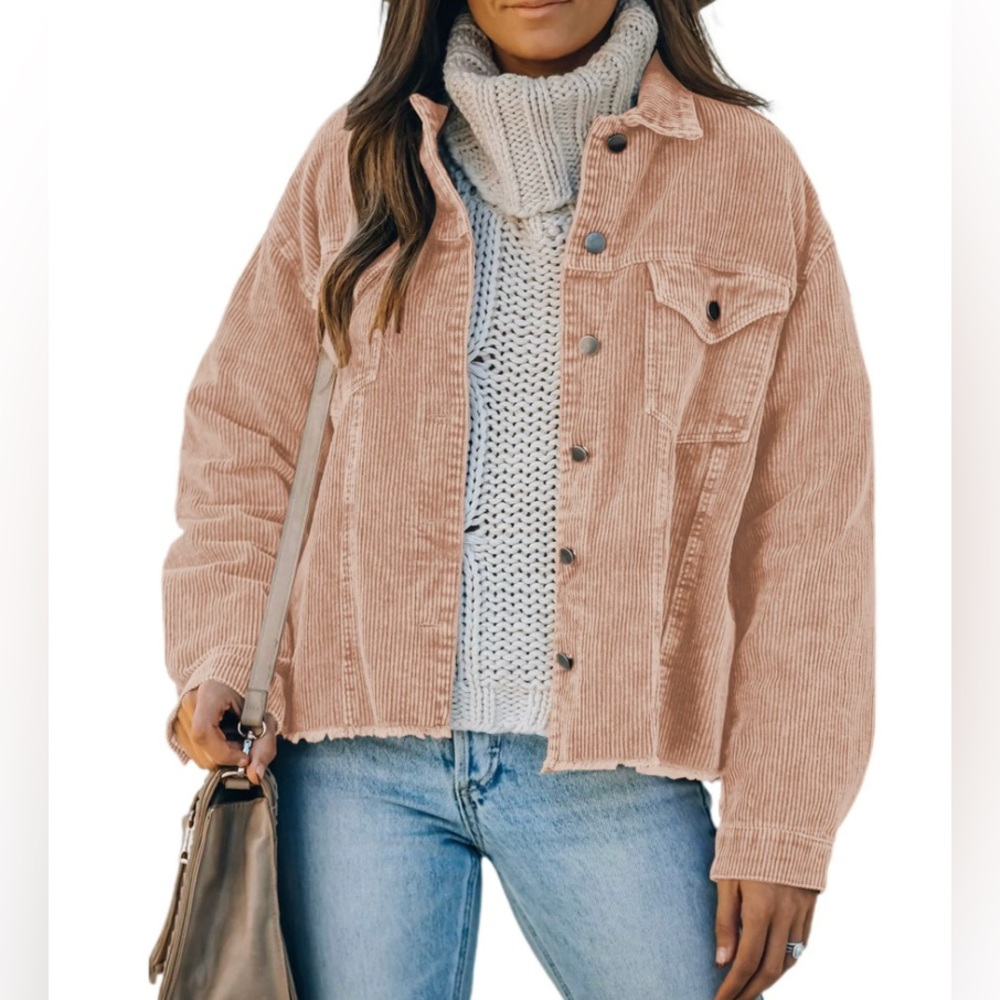 Andree by Unit All The Time Corduroy Pink Shacket Size Medium NWT